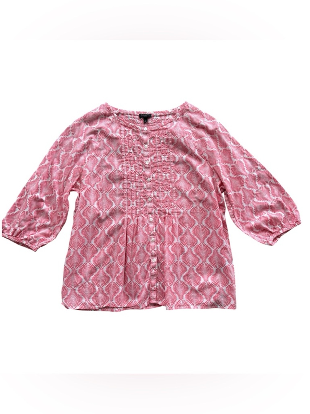 Talbot’s Petites cotton pintuck blouse pink  and white size LP